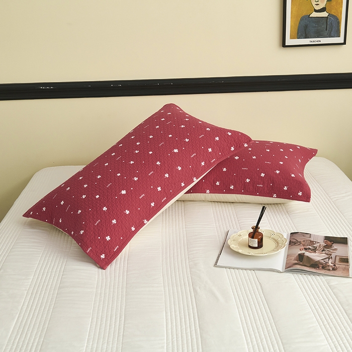 91家纺网 家纺一手货源 找家纺 悦然毛巾被 2025新款全棉纯棉三层纱水洗枕巾 银杏叶红