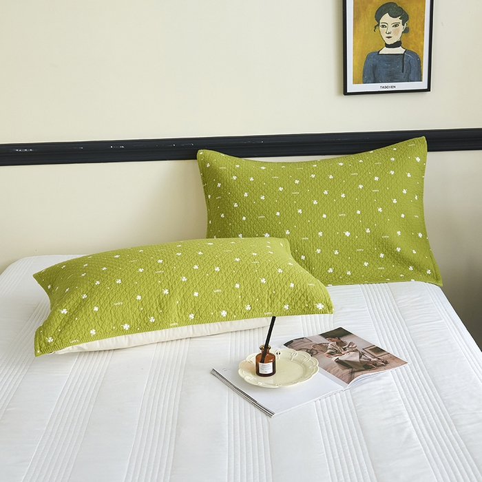 91家纺网 家纺一手货源 找家纺 悦然毛巾被 2025新款全棉纯棉三层纱水洗枕巾 银杏叶浅黄