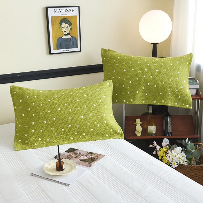 91家纺网 家纺一手货源 找家纺 悦然毛巾被 2025新款全棉纯棉三层纱水洗枕巾 银杏叶浅黄