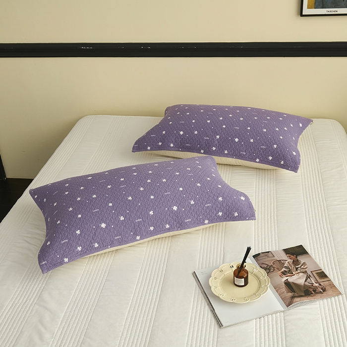 91家纺网 家纺一手货源 找家纺 悦然毛巾被 2025新款全棉纯棉三层纱水洗枕巾 银杏叶紫