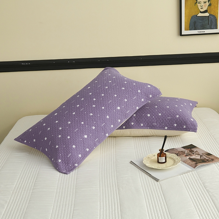 91家纺网 家纺一手货源 找家纺 悦然毛巾被 2025新款全棉纯棉三层纱水洗枕巾 银杏叶紫