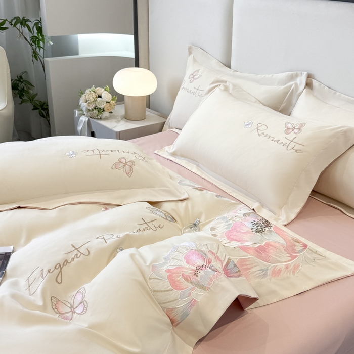 91家纺网 家纺一手货源 找家纺 （总）青柚 2025新款A类亲肤棉刺绣四件套-凯瑟琳-小号不低于128元，标准不低于158，加大不低于168以此类推，低价必投不撤销