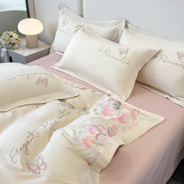 91家纺网 家纺一手货源 找家纺 （总）青柚 2025新款A类亲肤棉刺绣四件套-凯瑟琳-小号不低于128元，标准不低于158，加大不低于168以此类推，低价必投不撤销