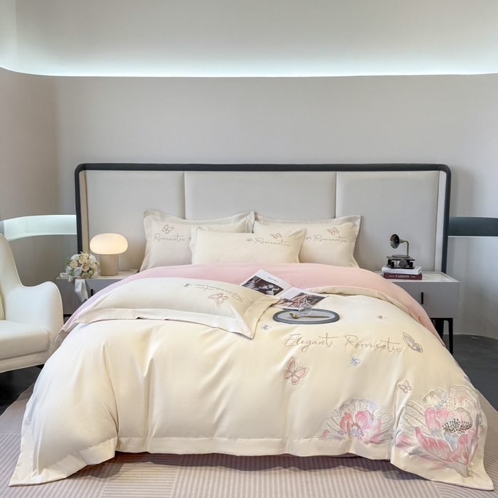 91家纺网 家纺一手货源 找家纺 （总）青柚 2025新款A类亲肤棉刺绣四件套-凯瑟琳-小号不低于128元，标准不低于158，加大不低于168以此类推，低价必投不撤销