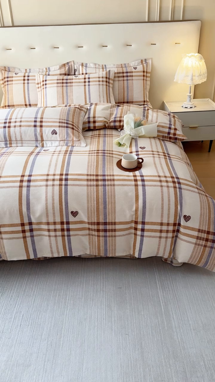 91家纺网 家纺一手货源 找家纺 铭浩 2025新款纯棉棉加厚磨毛升级喷气面料全棉四件套三件套 八音盒