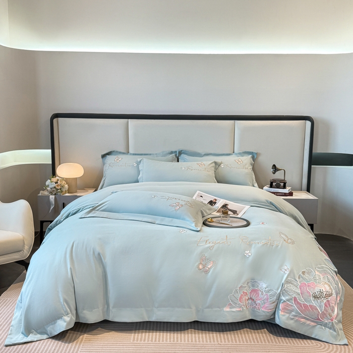 91家纺网 家纺一手货源 找家纺 （总）青柚 2025新款A类亲肤棉刺绣四件套-凯瑟琳-小号不低于128元，标准不低于158，加大不低于168以此类推，低价必投不撤销