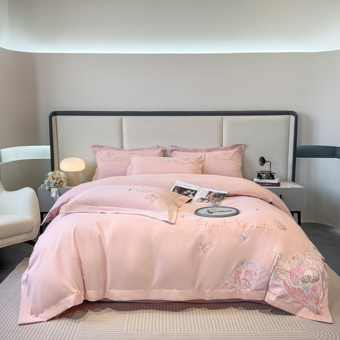 91家纺网 家纺一手货源 找家纺 （总）青柚 2025新款A类亲肤棉刺绣四件套-凯瑟琳-小号不低于128元，标准不低于158，加大不低于168以此类推，低价必投不撤销