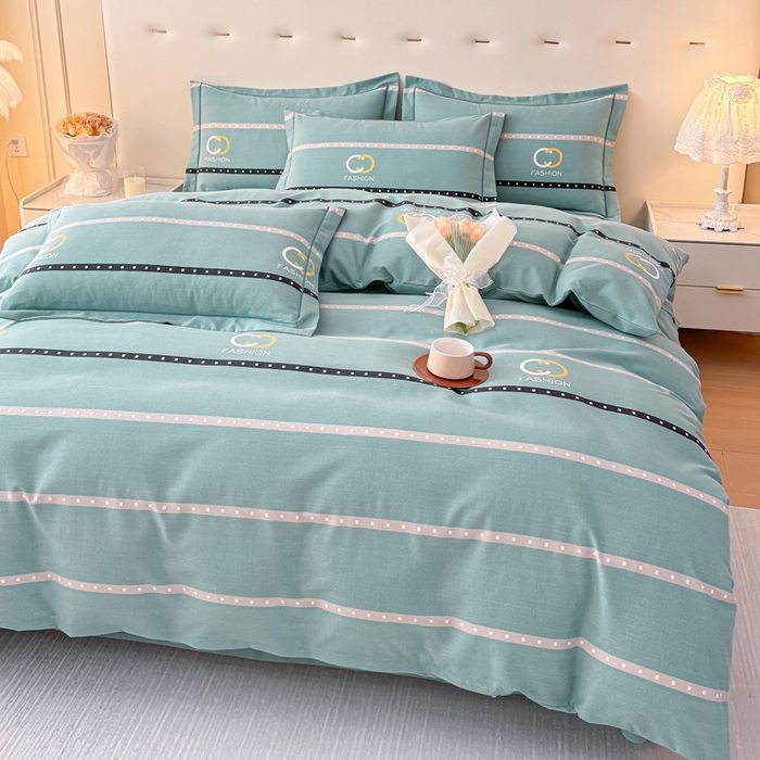 91家纺网 家纺一手货源 找家纺 铭浩 2025新款纯棉棉加厚磨毛升级喷气面料全棉四件套三件套 亨特利-绿