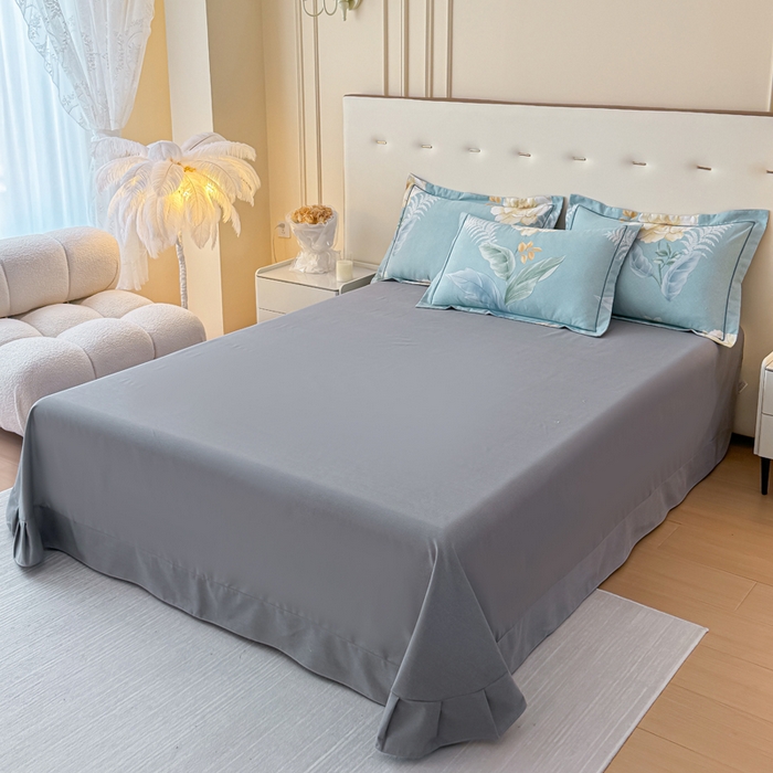 91家纺网 家纺一手货源 找家纺 铭浩 2025新款纯棉棉加厚磨毛升级喷气面料全棉四件套三件套 花萃清风-绿