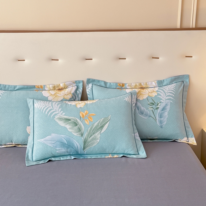 91家纺网 家纺一手货源 找家纺 铭浩 2025新款纯棉棉加厚磨毛升级喷气面料全棉四件套三件套 花萃清风-绿