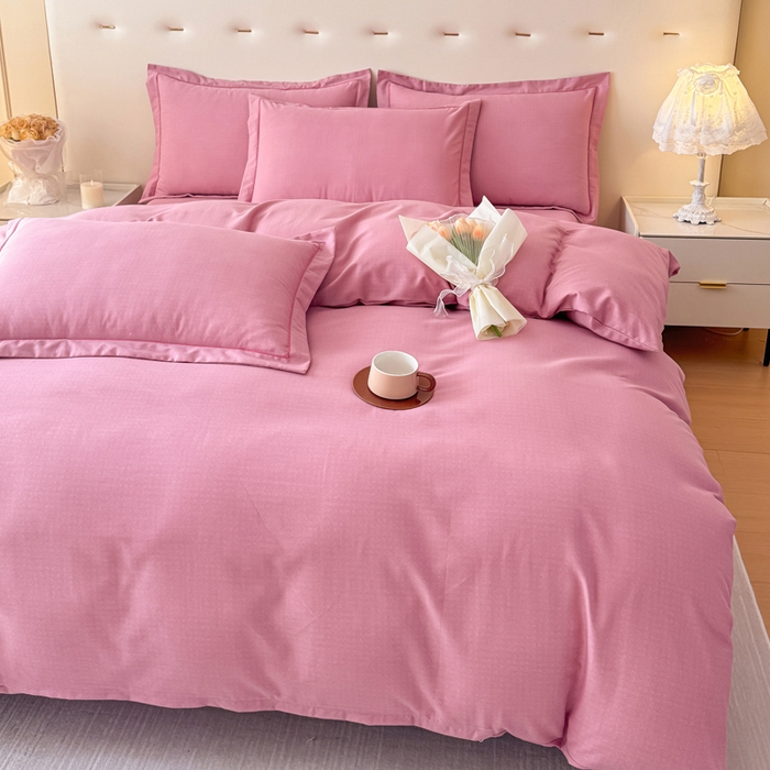 91家纺网 家纺一手货源 找家纺 铭浩 2025新款纯棉棉加厚磨毛升级喷气面料全棉四件套三件套 简纯-豆沙