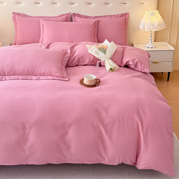 91家纺网 家纺一手货源 找家纺 铭浩 2025新款纯棉棉加厚磨毛升级喷气面料全棉四件套三件套 简纯-豆沙