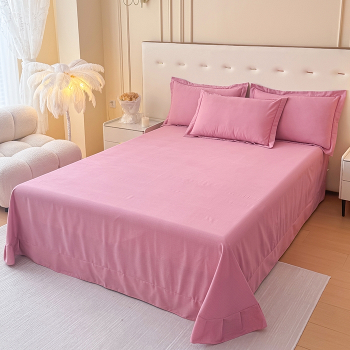 91家纺网 家纺一手货源 找家纺 铭浩 2025新款纯棉棉加厚磨毛升级喷气面料全棉四件套三件套 简纯-豆沙