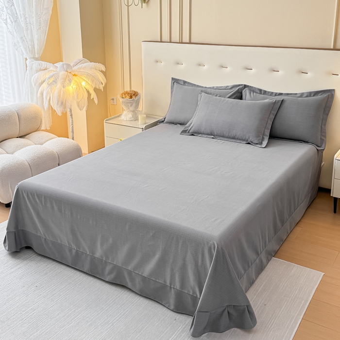 91家纺网 家纺一手货源 找家纺 铭浩 2025新款纯棉棉加厚磨毛升级喷气面料全棉四件套三件套 简纯-灰