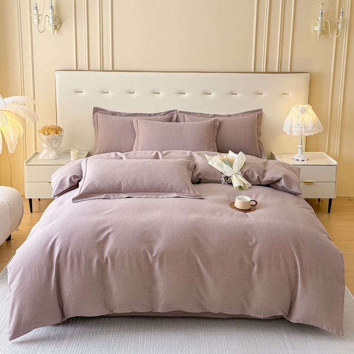 铭浩 2025新款纯棉棉加厚磨毛升级喷气面料全棉四件套三件套 简纯-卡其