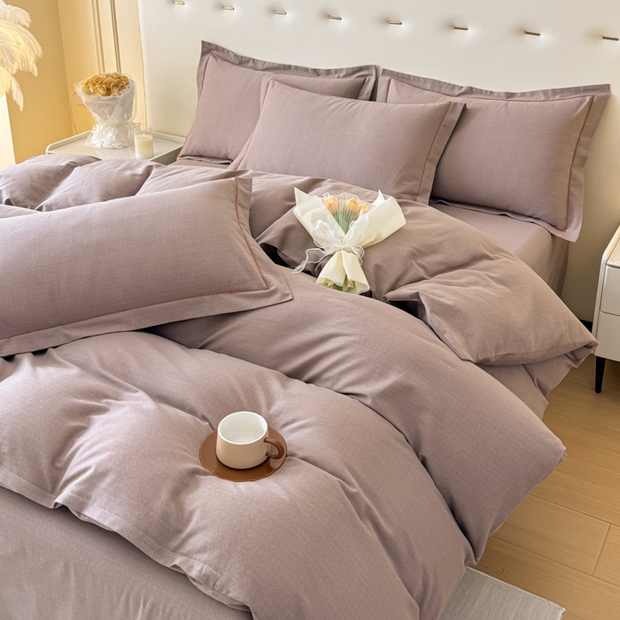 91家纺网 家纺一手货源 找家纺 铭浩 2025新款纯棉棉加厚磨毛升级喷气面料全棉四件套三件套 简纯-卡其