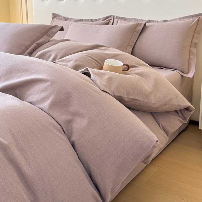 91家纺网 家纺一手货源 找家纺 铭浩 2025新款纯棉棉加厚磨毛升级喷气面料全棉四件套三件套 简纯-卡其