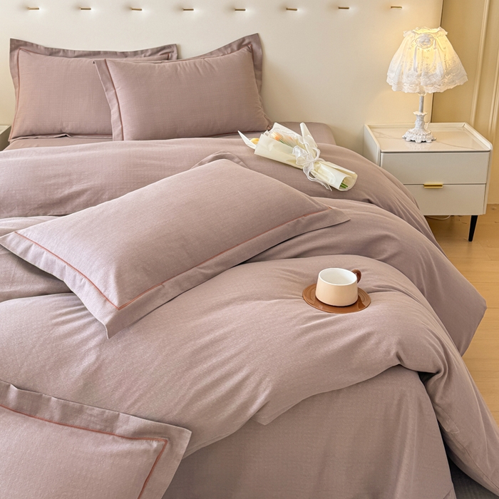 91家纺网 家纺一手货源 找家纺 铭浩 2025新款纯棉棉加厚磨毛升级喷气面料全棉四件套三件套 简纯-卡其