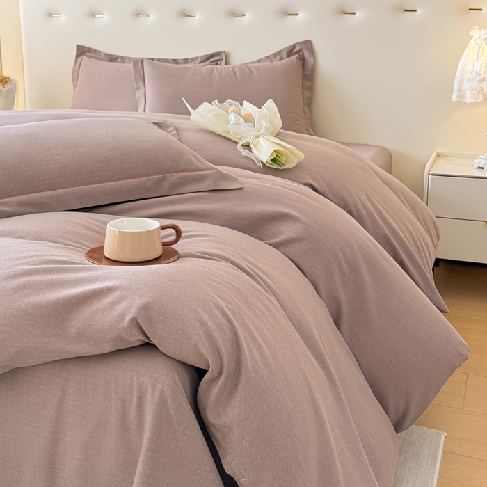 91家纺网 家纺一手货源 找家纺 铭浩 2025新款纯棉棉加厚磨毛升级喷气面料全棉四件套三件套 简纯-卡其