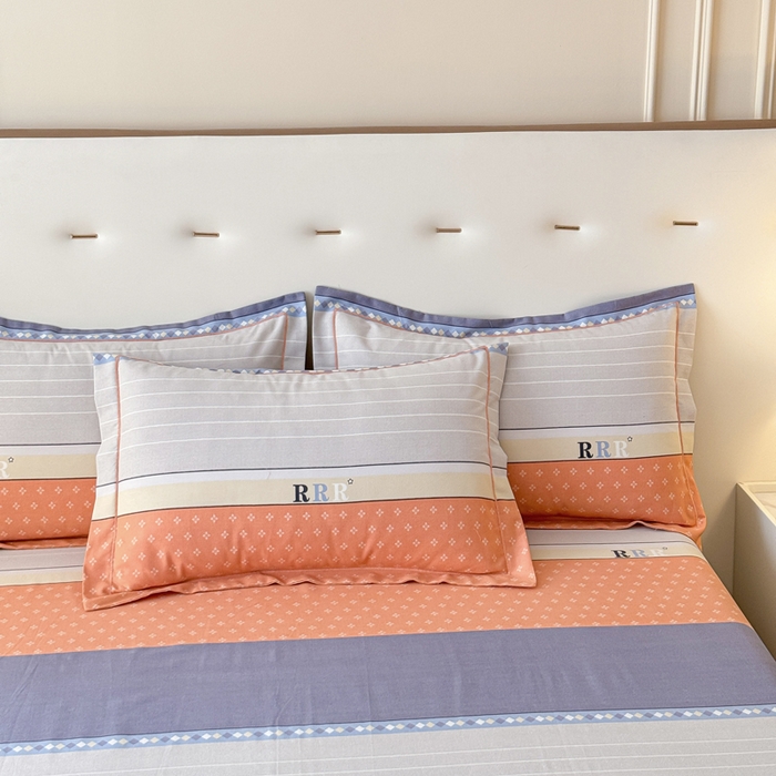 91家纺网 家纺一手货源 找家纺 铭浩 2025新款纯棉棉加厚磨毛升级喷气面料全棉四件套三件套 生活情调-橘