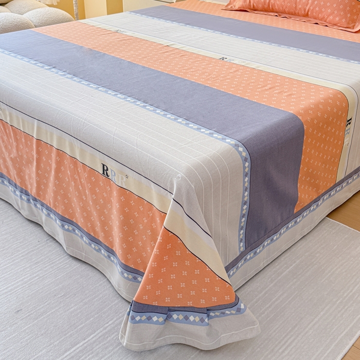 91家纺网 家纺一手货源 找家纺 铭浩 2025新款纯棉棉加厚磨毛升级喷气面料全棉四件套三件套 生活情调-橘