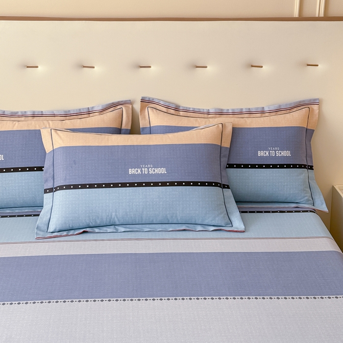 91家纺网 家纺一手货源 找家纺 铭浩 2025新款纯棉棉加厚磨毛升级喷气面料全棉四件套三件套 圣地亚-蓝