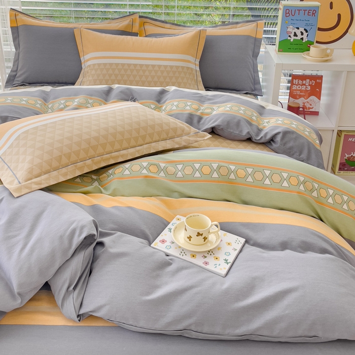 91家纺网 家纺一手货源 找家纺 铭浩 2025新款纯棉棉加厚磨毛升级喷气面料全棉四件套三件套 悉尼时光-绿