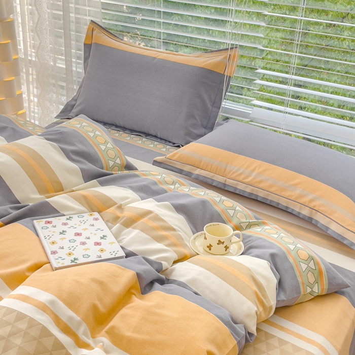 91家纺网 家纺一手货源 找家纺 铭浩 2025新款纯棉棉加厚磨毛升级喷气面料全棉四件套三件套 悉尼时光-绿