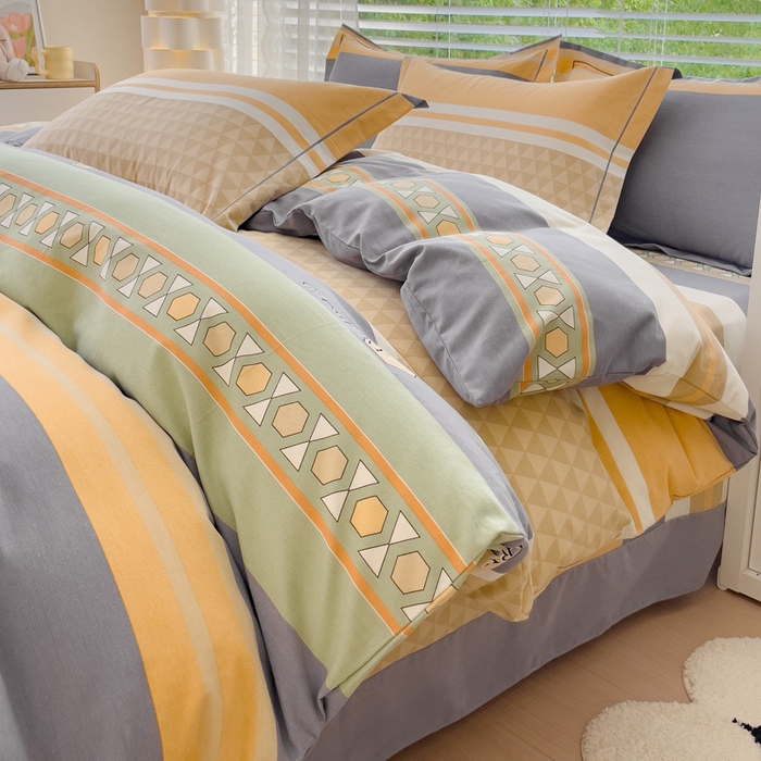 91家纺网 家纺一手货源 找家纺 铭浩 2025新款纯棉棉加厚磨毛升级喷气面料全棉四件套三件套 悉尼时光-绿