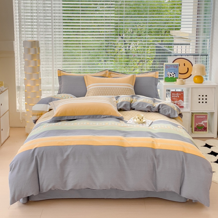 铭浩 2025新款纯棉棉加厚磨毛升级喷气面料全棉四件套三件套 悉尼时光-绿