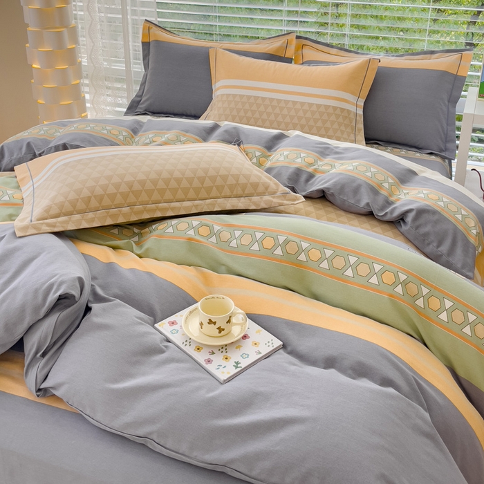 91家纺网 家纺一手货源 找家纺 铭浩 2025新款纯棉棉加厚磨毛升级喷气面料全棉四件套三件套 悉尼时光-绿