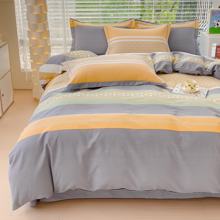 91家纺网 家纺一手货源 找家纺 铭浩 2025新款纯棉棉加厚磨毛升级喷气面料全棉四件套三件套 悉尼时光-绿