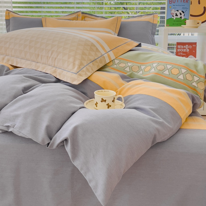 91家纺网 家纺一手货源 找家纺 铭浩 2025新款纯棉棉加厚磨毛升级喷气面料全棉四件套三件套 悉尼时光-绿