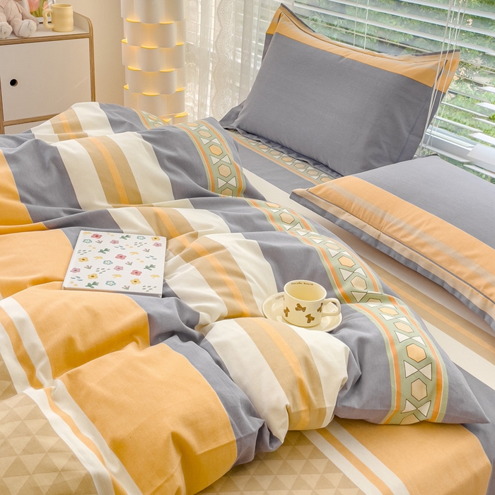 91家纺网 家纺一手货源 找家纺 铭浩 2025新款纯棉棉加厚磨毛升级喷气面料全棉四件套三件套 悉尼时光-绿