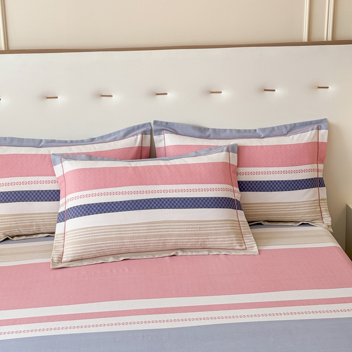 91家纺网 家纺一手货源 找家纺 铭浩 2025新款纯棉棉加厚磨毛升级喷气面料全棉四件套三件套 印象前线-粉