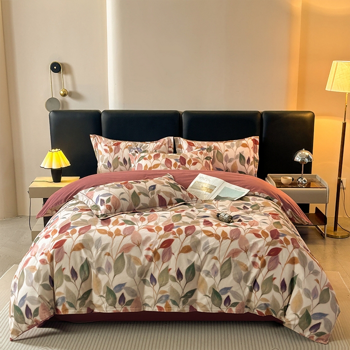 91家纺网 家纺一手货源 找家纺 帛美家纺 2025新款全棉加厚款数码印花磨毛四件套 景秋