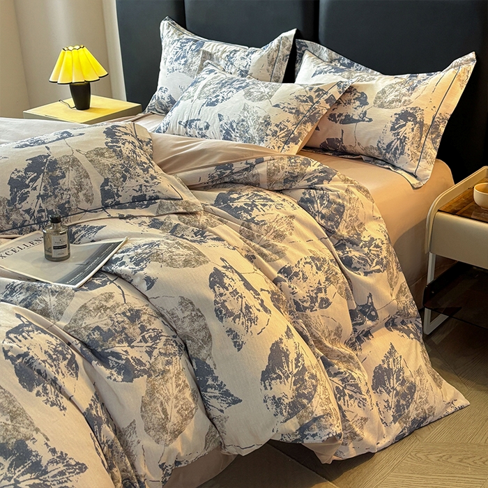 91家纺网 家纺一手货源 找家纺 帛美家纺 2025新款全棉加厚款数码印花磨毛四件套 梵庭