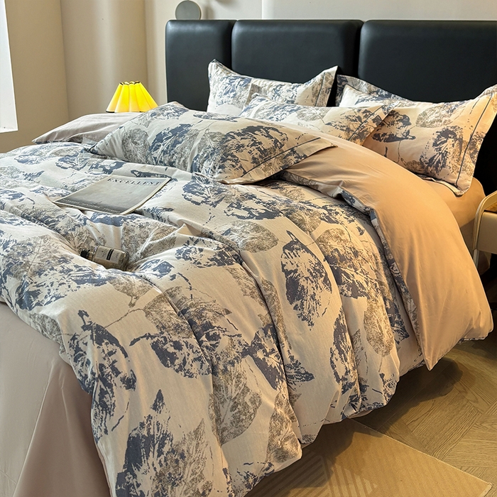 91家纺网 家纺一手货源 找家纺 帛美家纺 2025新款全棉加厚款数码印花磨毛四件套 梵庭