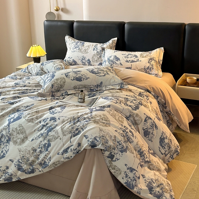 91家纺网 家纺一手货源 找家纺 帛美家纺 2025新款全棉加厚款数码印花磨毛四件套 梵庭