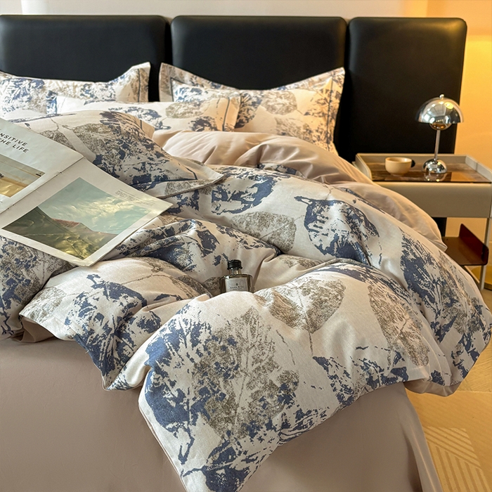 91家纺网 家纺一手货源 找家纺 帛美家纺 2025新款全棉加厚款数码印花磨毛四件套 梵庭