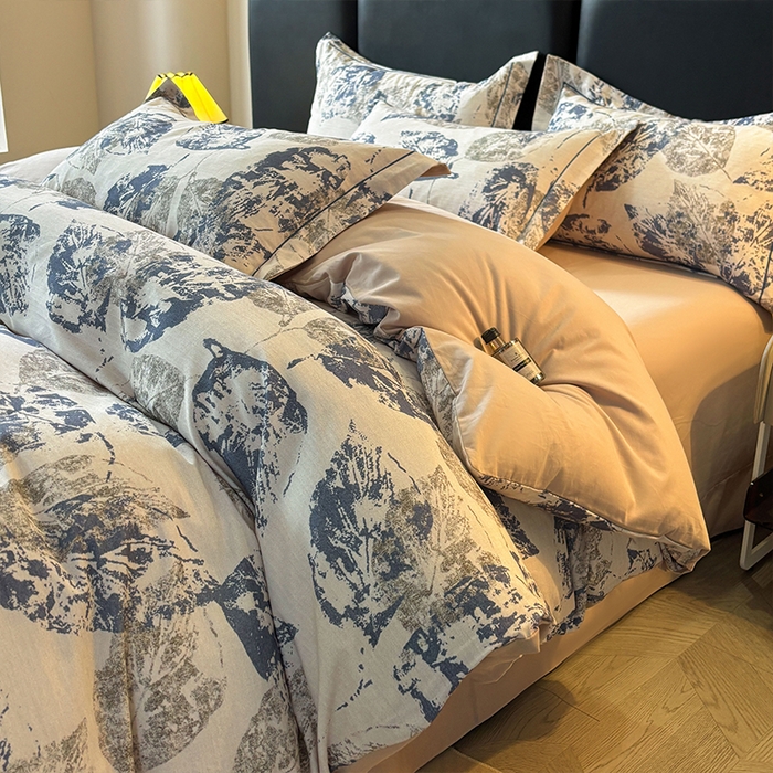 91家纺网 家纺一手货源 找家纺 帛美家纺 2025新款全棉加厚款数码印花磨毛四件套 梵庭