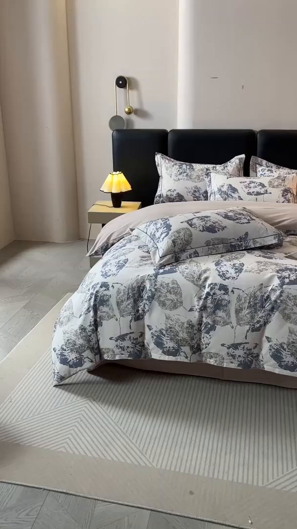 91家纺网 家纺一手货源 找家纺 帛美家纺 2025新款全棉加厚款数码印花磨毛四件套 梵庭