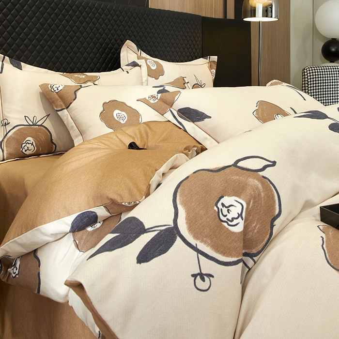 91家纺网 家纺一手货源 找家纺 帛美家纺 2025新款全棉加厚款数码印花磨毛四件套 花至