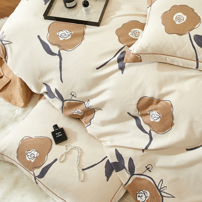 91家纺网 家纺一手货源 找家纺 帛美家纺 2025新款全棉加厚款数码印花磨毛四件套 花至