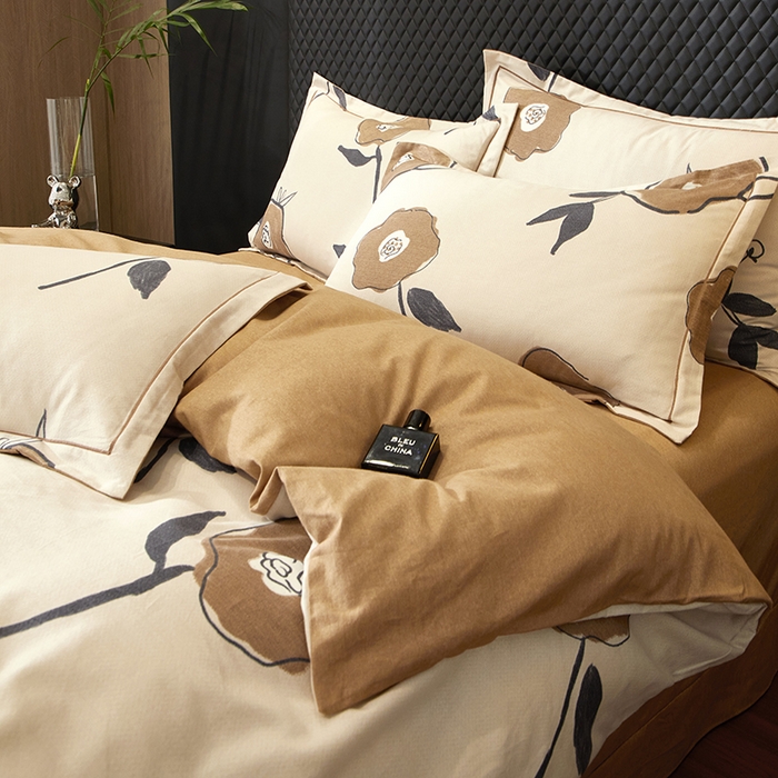 91家纺网 家纺一手货源 找家纺 帛美家纺 2025新款全棉加厚款数码印花磨毛四件套 花至