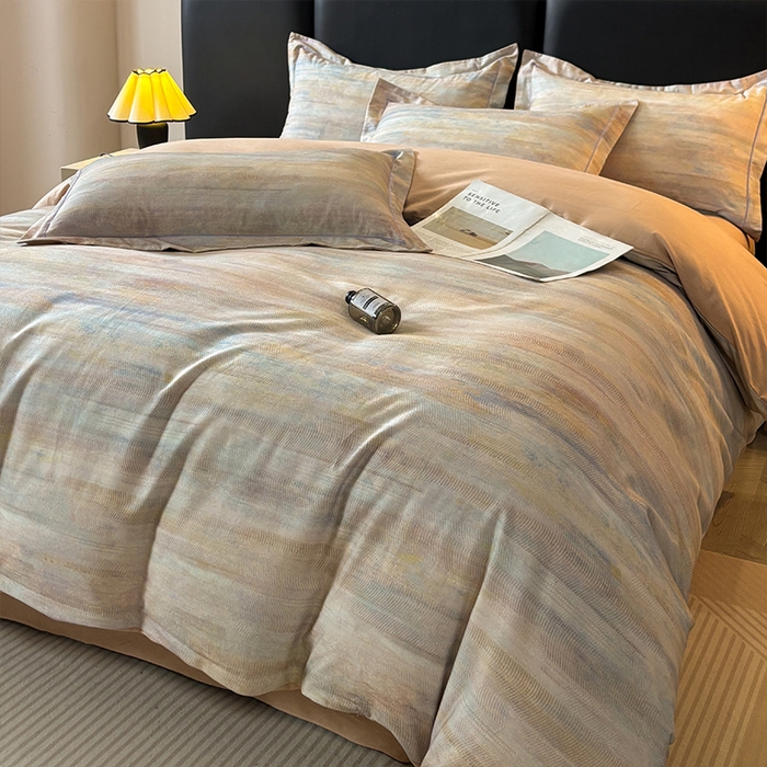 91家纺网 家纺一手货源 找家纺 帛美家纺 2025新款全棉加厚款数码印花磨毛四件套 华尔兹