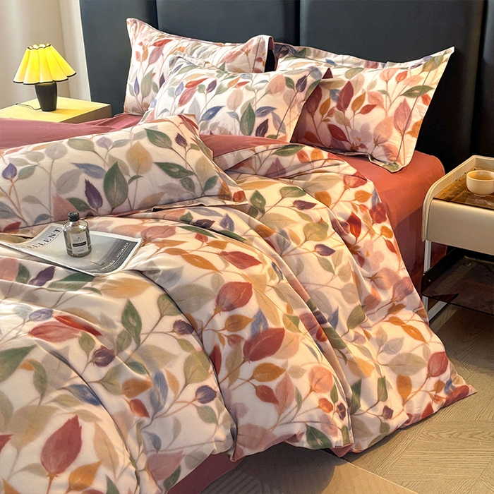 91家纺网 家纺一手货源 找家纺 帛美家纺 2025新款全棉加厚款数码印花磨毛四件套 景秋