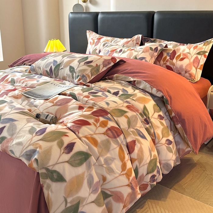 91家纺网 家纺一手货源 找家纺 帛美家纺 2025新款全棉加厚款数码印花磨毛四件套 景秋