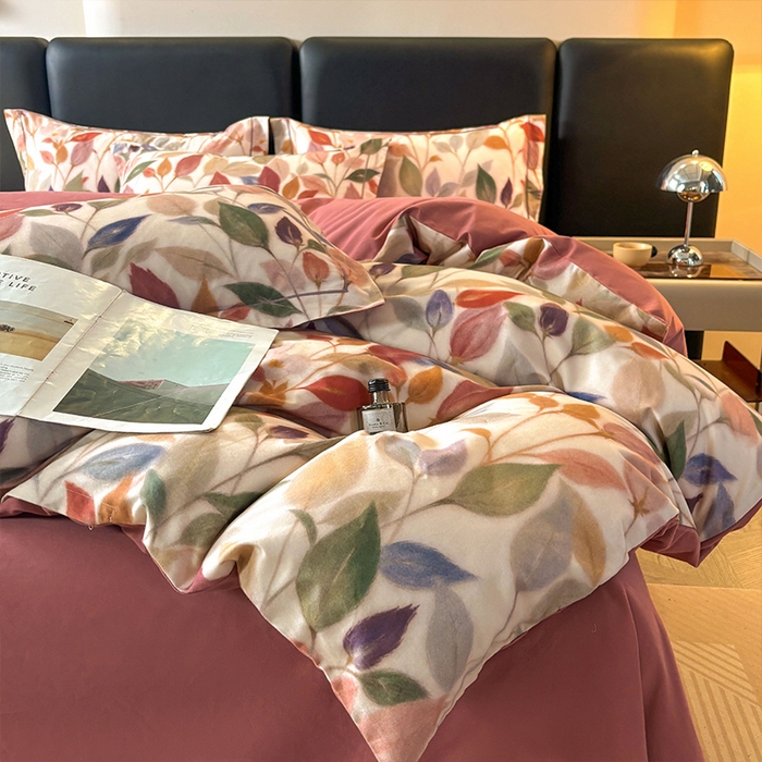 91家纺网 家纺一手货源 找家纺 帛美家纺 2025新款全棉加厚款数码印花磨毛四件套 景秋