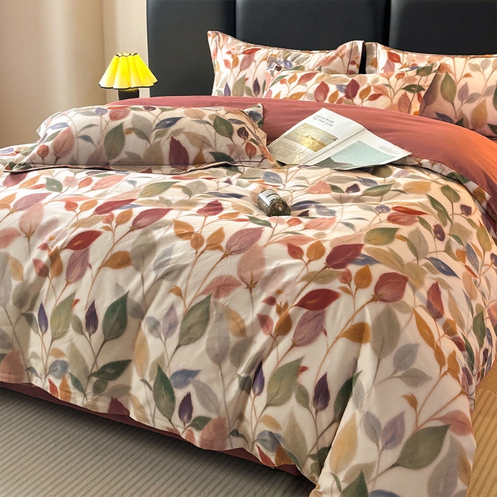 91家纺网 家纺一手货源 找家纺 帛美家纺 2025新款全棉加厚款数码印花磨毛四件套 景秋